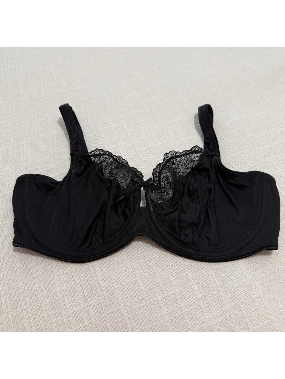 Soma Ella Black Unlined Bra 34DD Underwire Lace Trim